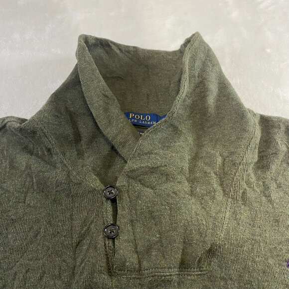 Polo Ralph Lauren Estate Rib Cowl Neck Button Cardigan Brown Sweater Mens XL - Picture 4 of 10
